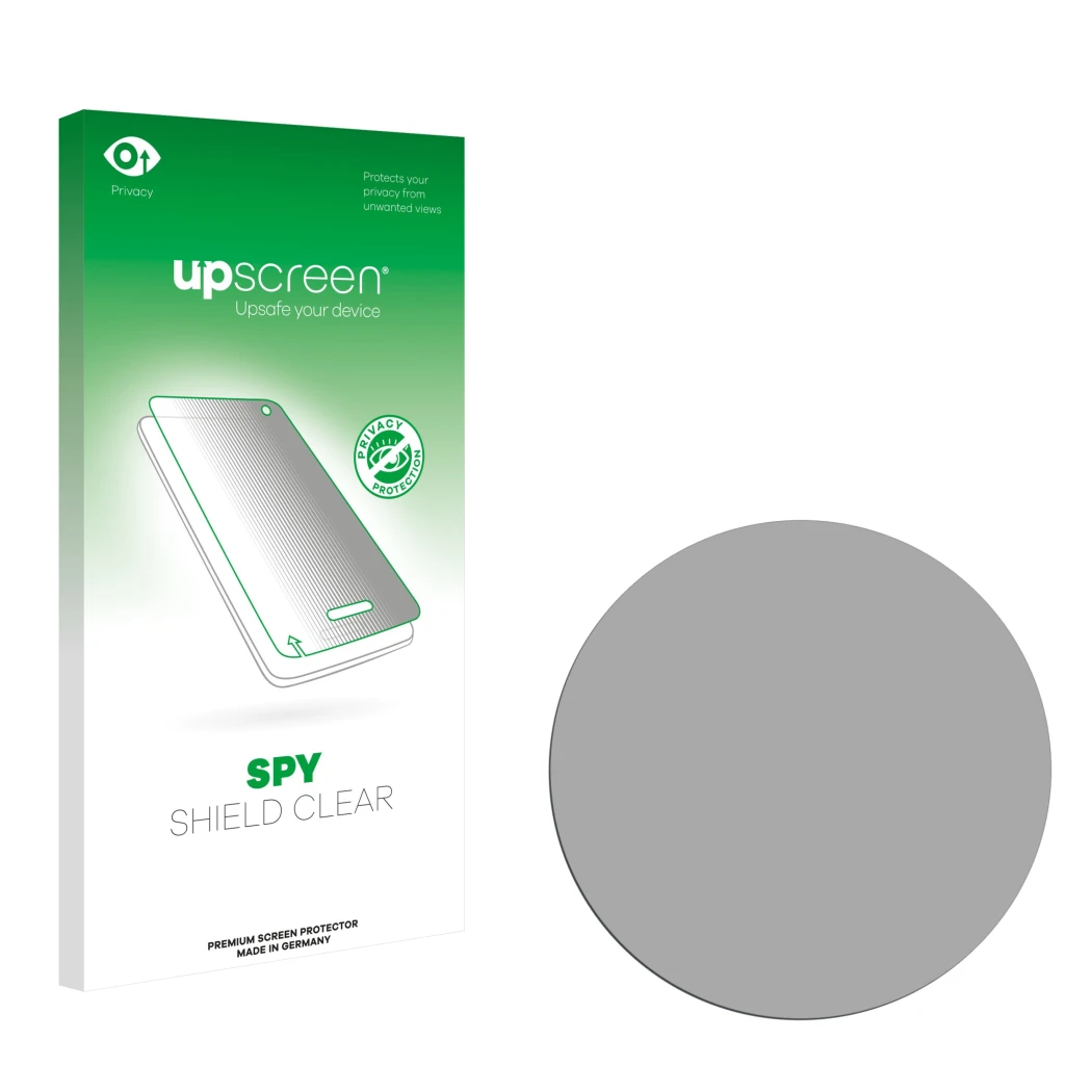 Front side of a product packaging with the brand logo upscreen. Next to it is the corresponding screen protector.