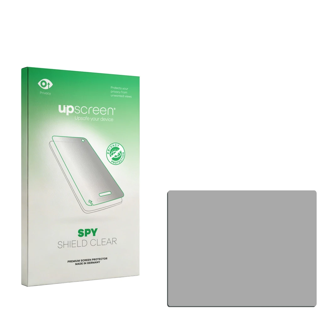 Front side of a product packaging with the brand logo upscreen. Next to it is the corresponding screen protector.