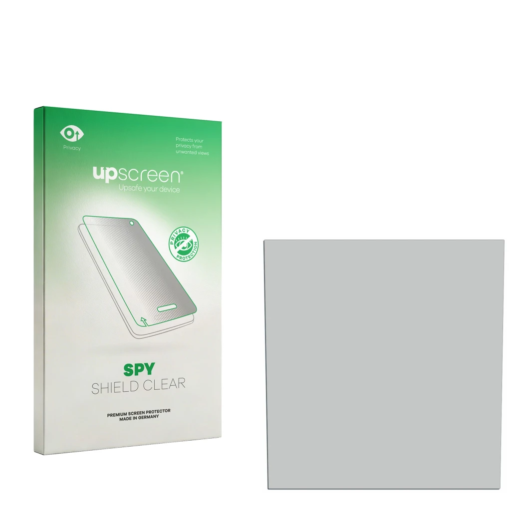 Front side of a product packaging with the brand logo upscreen. Next to it is the corresponding screen protector.
