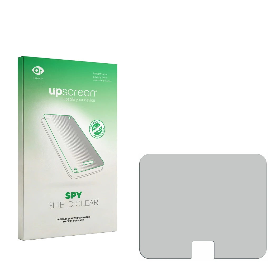 Front side of a product packaging with the brand logo upscreen. Next to it is the corresponding screen protector.