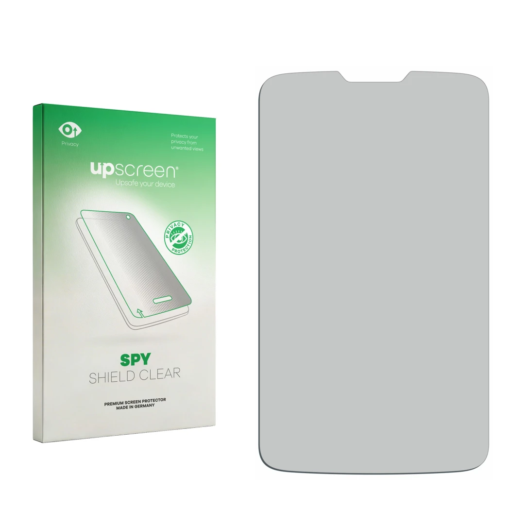 Front side of a product packaging with the brand logo upscreen. Next to it is the corresponding screen protector.