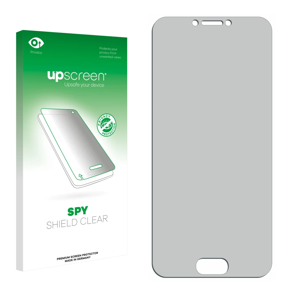 Front side of a product packaging with the brand logo upscreen. Next to it is the corresponding screen protector.