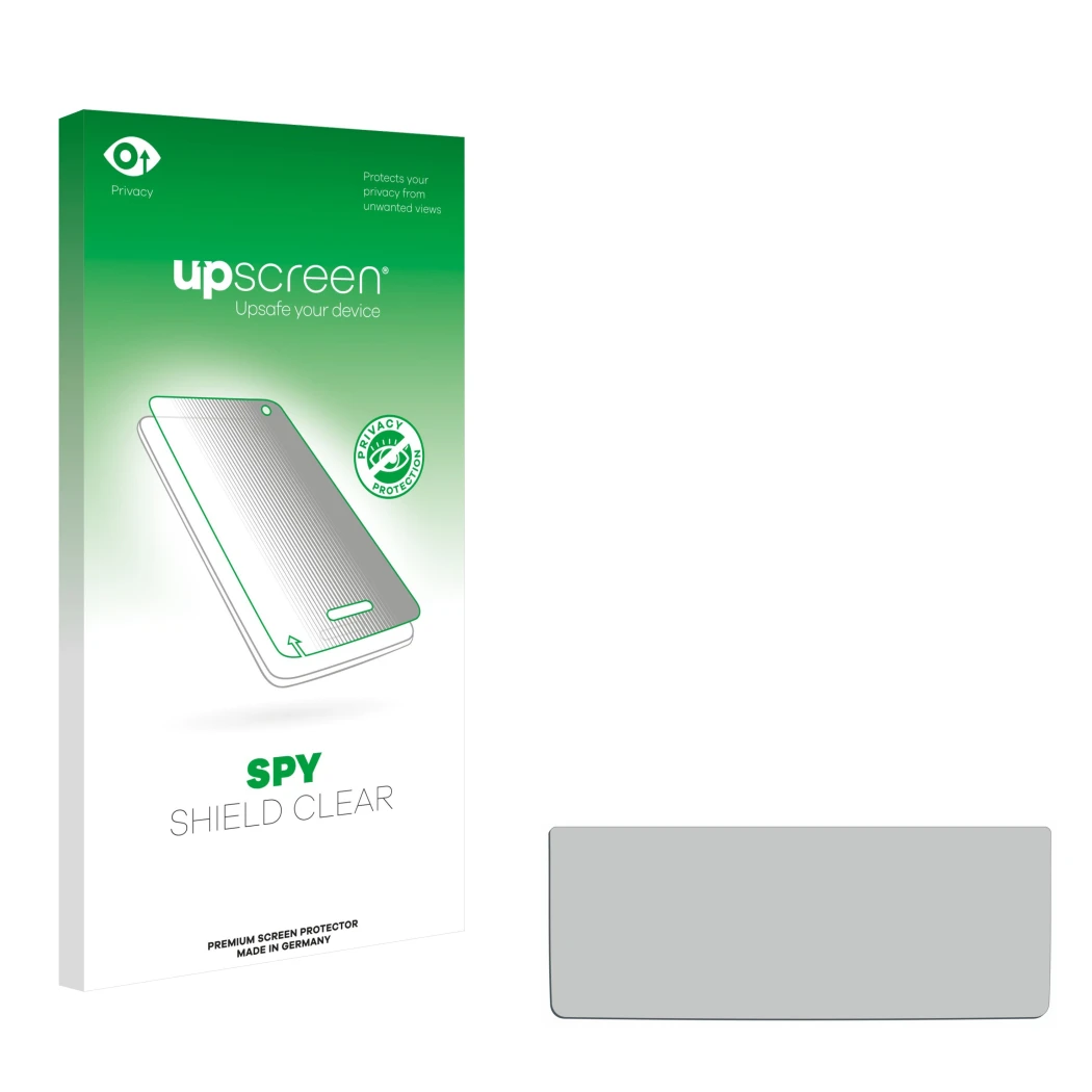 Front side of a product packaging with the brand logo upscreen. Next to it is the corresponding screen protector.