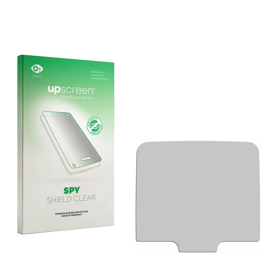 Front side of a product packaging with the brand logo upscreen. Next to it is the corresponding screen protector.