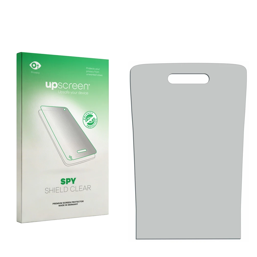 Front side of a product packaging with the brand logo upscreen. Next to it is the corresponding screen protector.