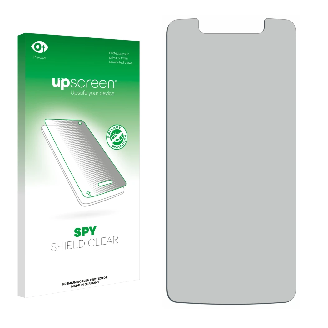 Front side of a product packaging with the brand logo upscreen. Next to it is the corresponding screen protector.