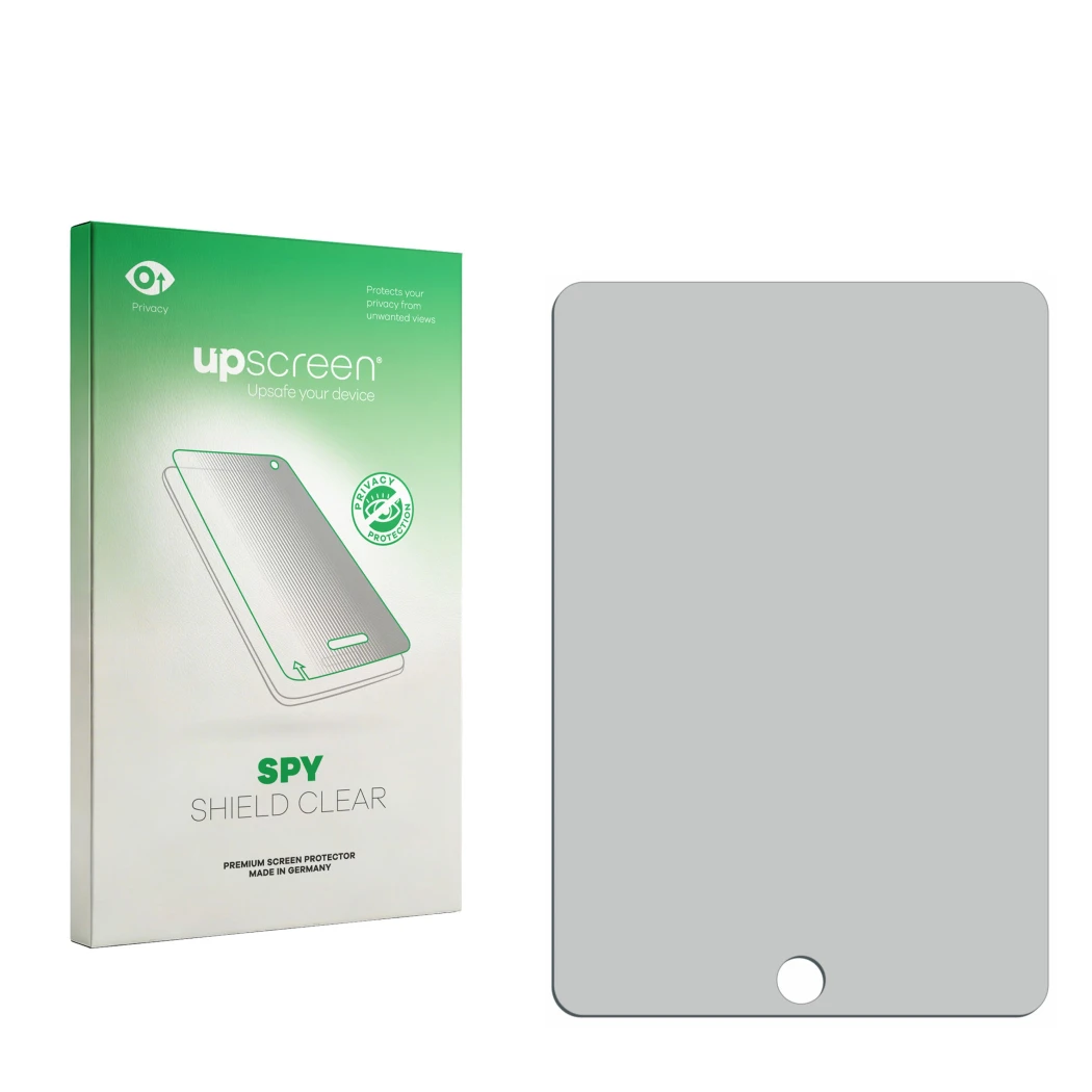 Front side of a product packaging with the brand logo upscreen. Next to it is the corresponding screen protector.