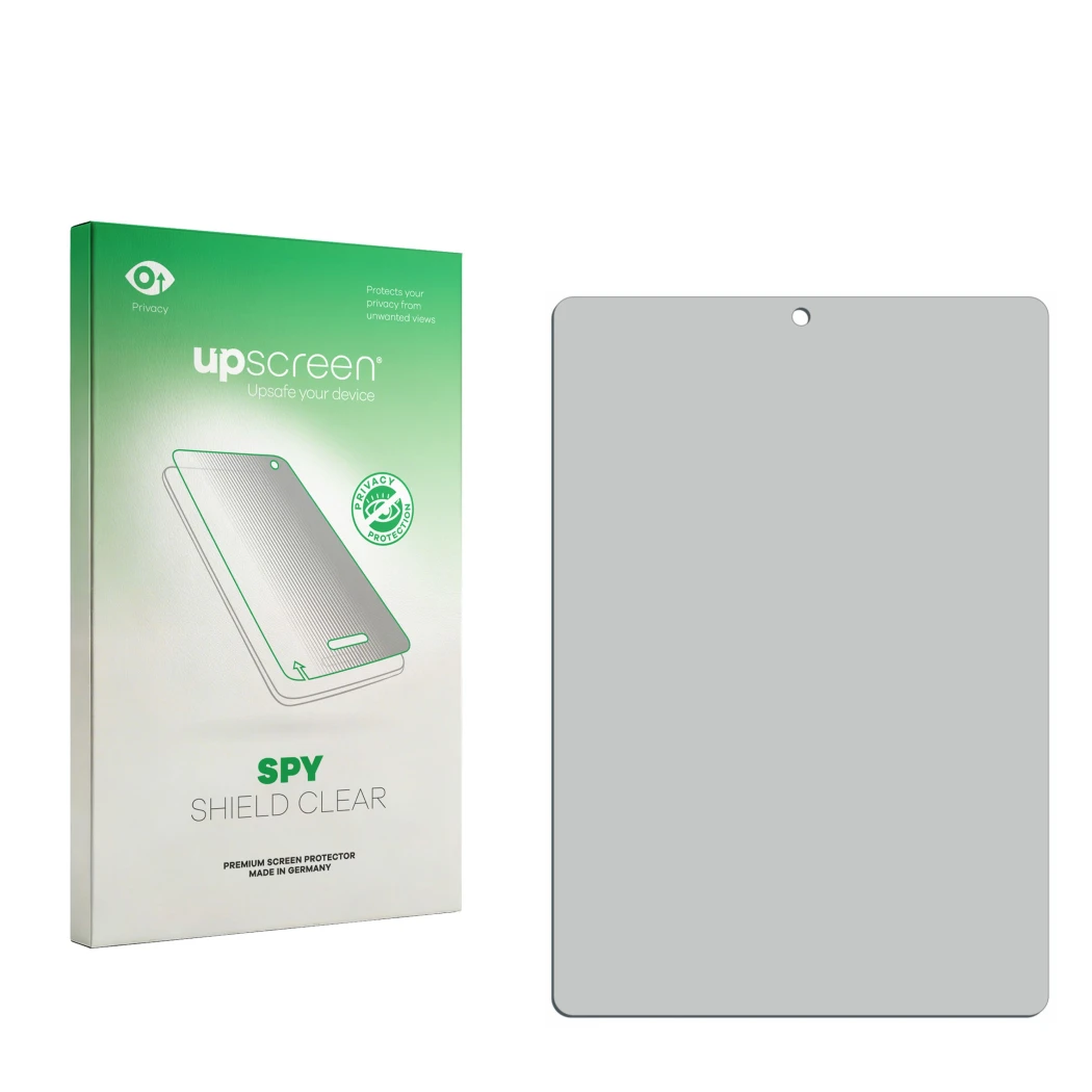 Front side of a product packaging with the brand logo upscreen. Next to it is the corresponding screen protector.