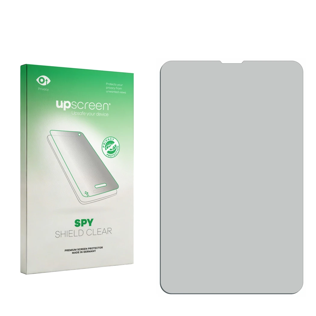 Front side of a product packaging with the brand logo upscreen. Next to it is the corresponding screen protector.