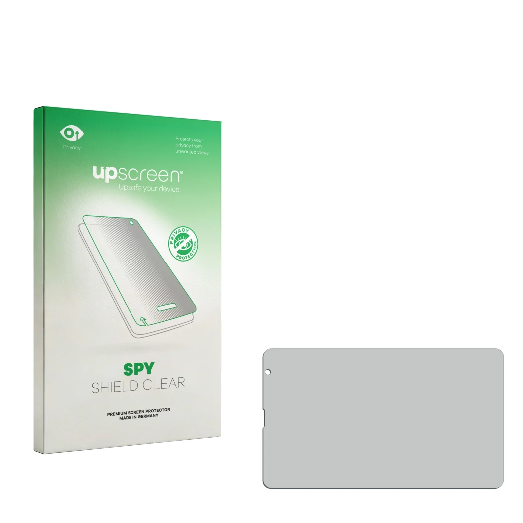 Front side of a product packaging with the brand logo upscreen. Next to it is the corresponding screen protector.
