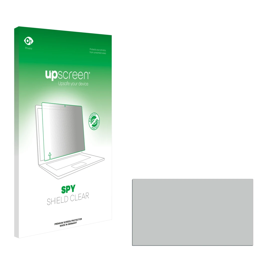 Front side of a product packaging with the brand logo upscreen. Next to it is the corresponding screen protector.