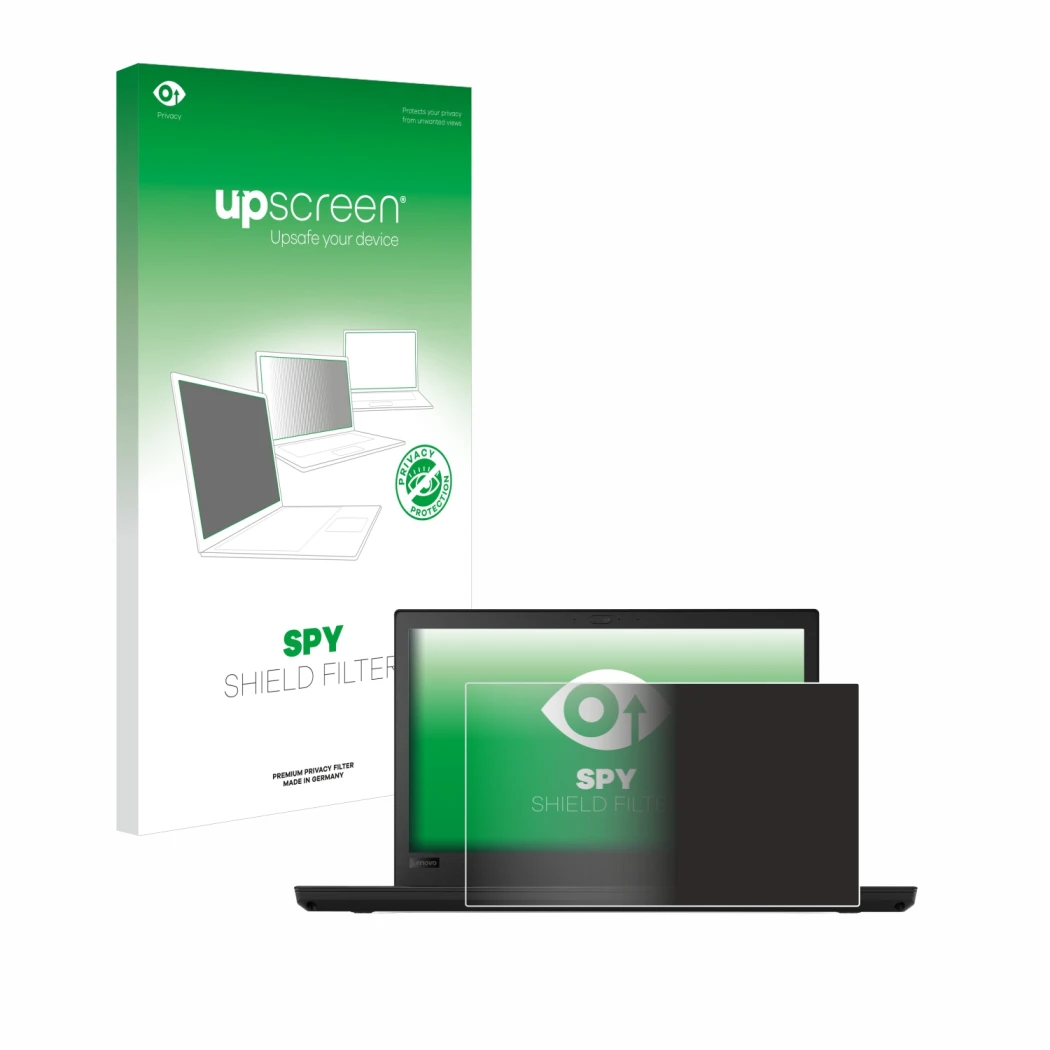 Front side of a product packaging with the brand logo upscreen. Next to it is the device Lenovo ThinkPad T480 shown with the c