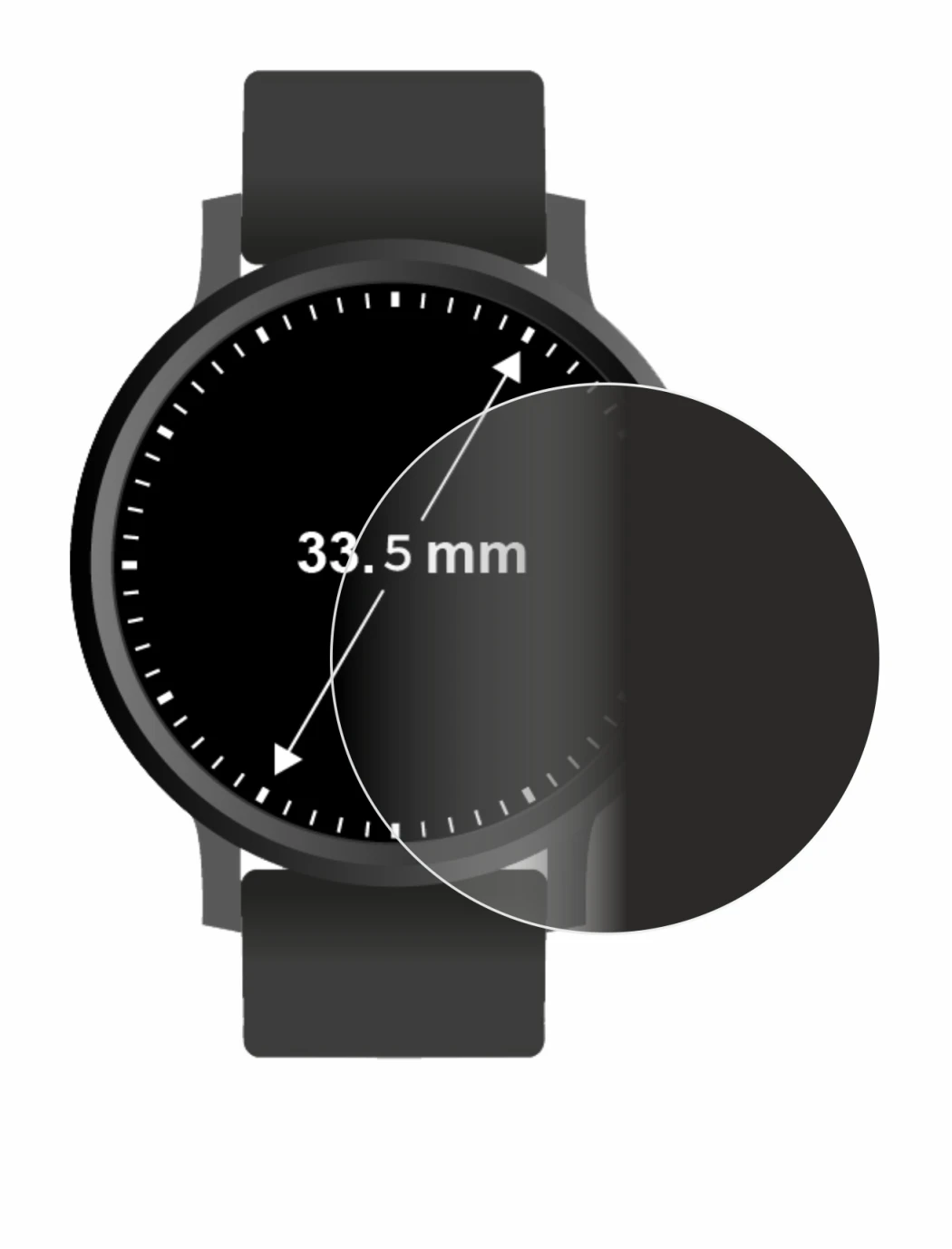 Image of the device Watches (Circular, ø: 33.5 mm) with a wide variety of screen protectors.