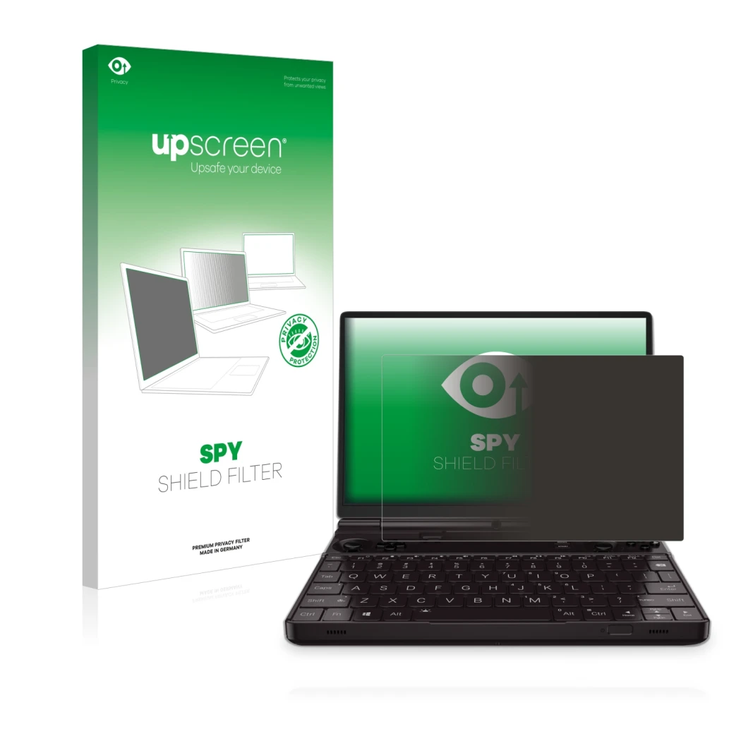 Front side of a product packaging with the brand logo upscreen. Next to it is the device GPD Win Max 2 shown with the correspo