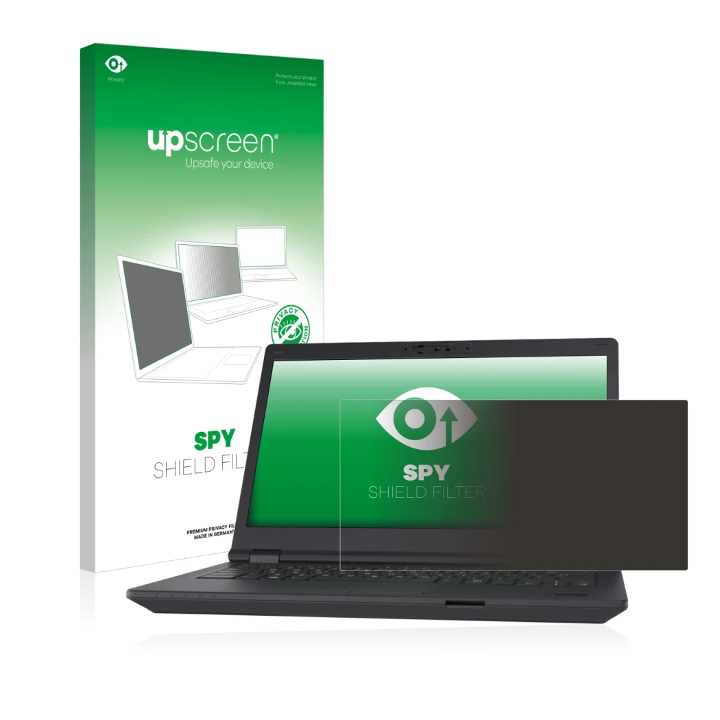 Front side of a product packaging with the brand logo upscreen. Next to it is the device Fujitsu Lifebook E5411 shown with the