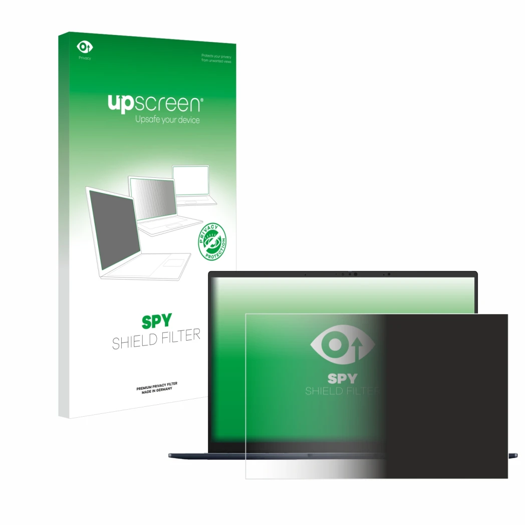 Front side of a product packaging with the brand logo upscreen. Next to it is the device ASUS ZenBook 14 OLED UX3405 Non-Touch