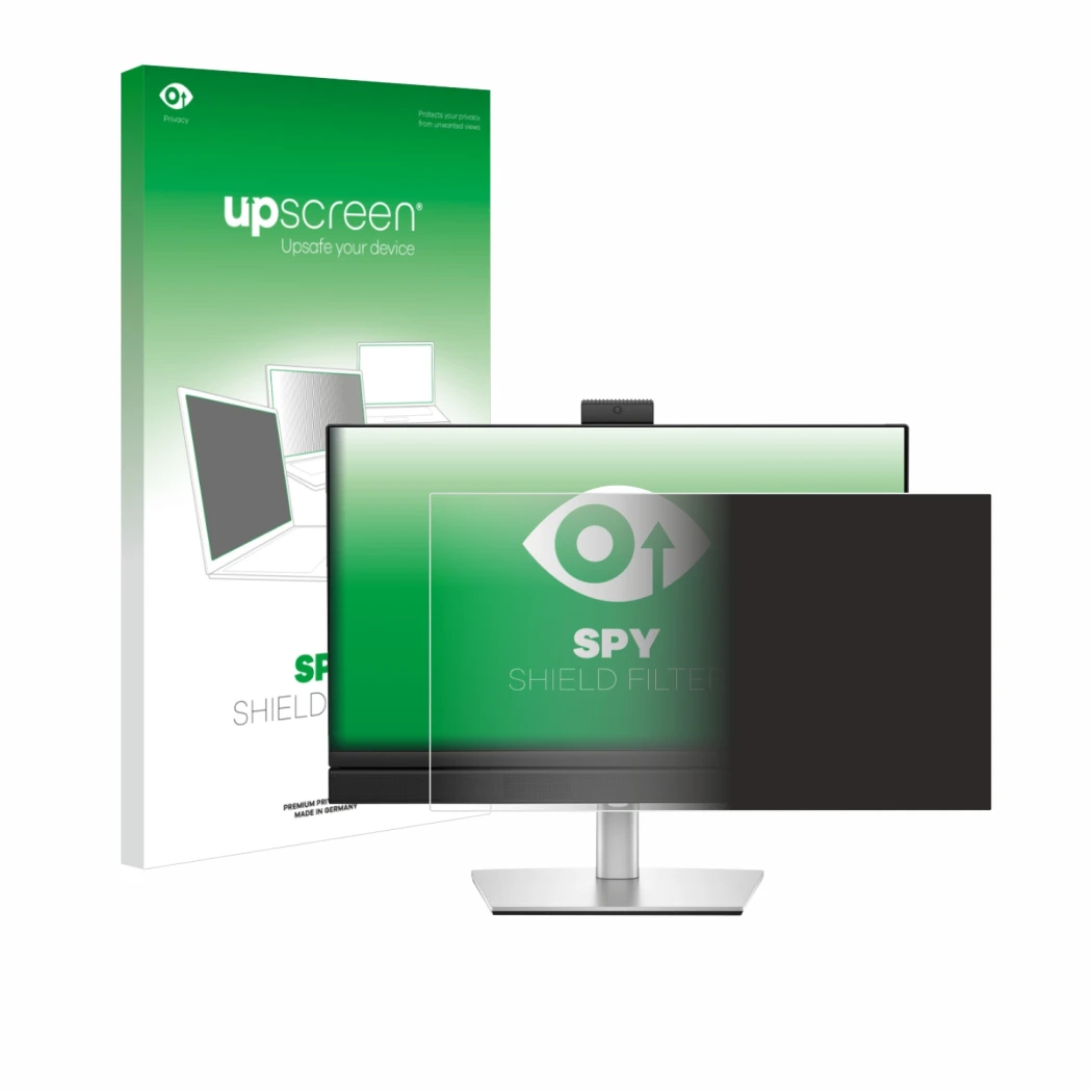 Front side of a product packaging with the brand logo upscreen. Next to it is the device Dell Pro 24 All-in-One PC shown with 