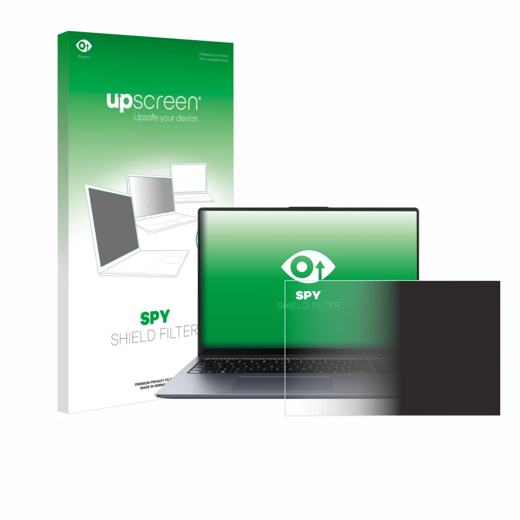 Front side of a product packaging with the brand logo upscreen. Next to it is the device Huawei MateBook D 16 2024 shown with 