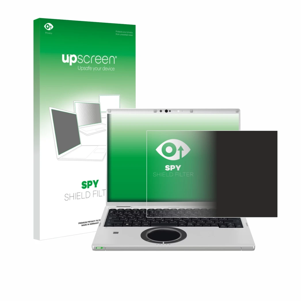 Front side of a product packaging with the brand logo upscreen. Next to it is the device Panasonic CF-FV3 shown with the corre