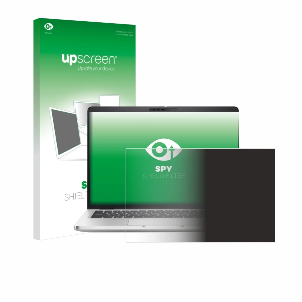 Front side of a product packaging with the brand logo upscreen. Next to it is the device Dell Pro 14 Plus PB14255 shown with t