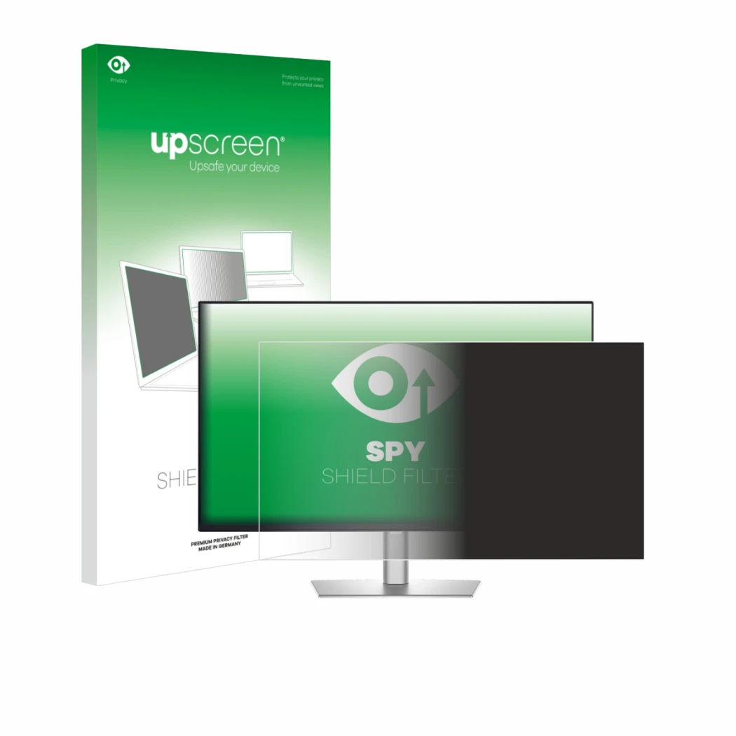 Front side of a product packaging with the brand logo upscreen. Next to it is the device Dell Professional P2426HE shown with 
