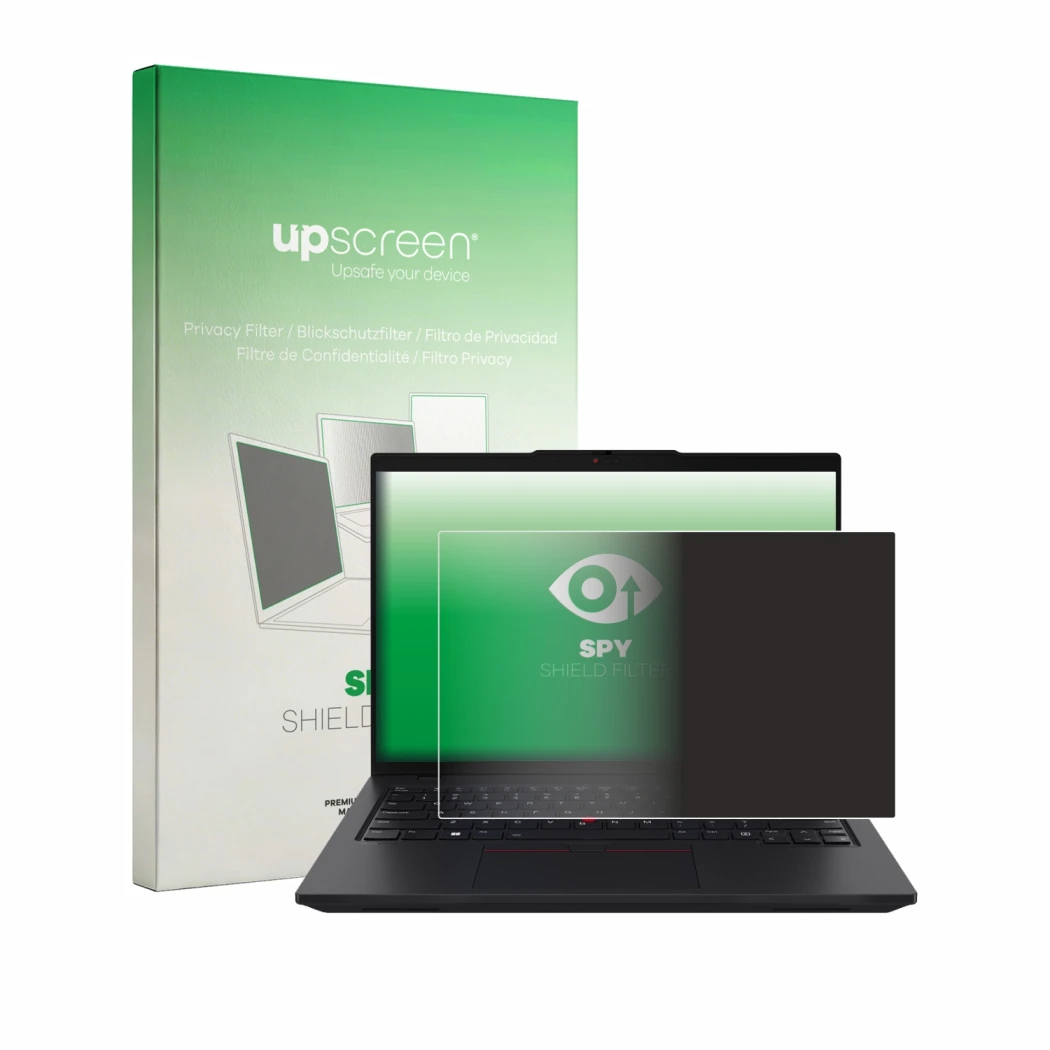 Front side of a product packaging with the brand logo upscreen. Next to it is the device Lenovo ThinkPad L14 Gen 7 shown with 