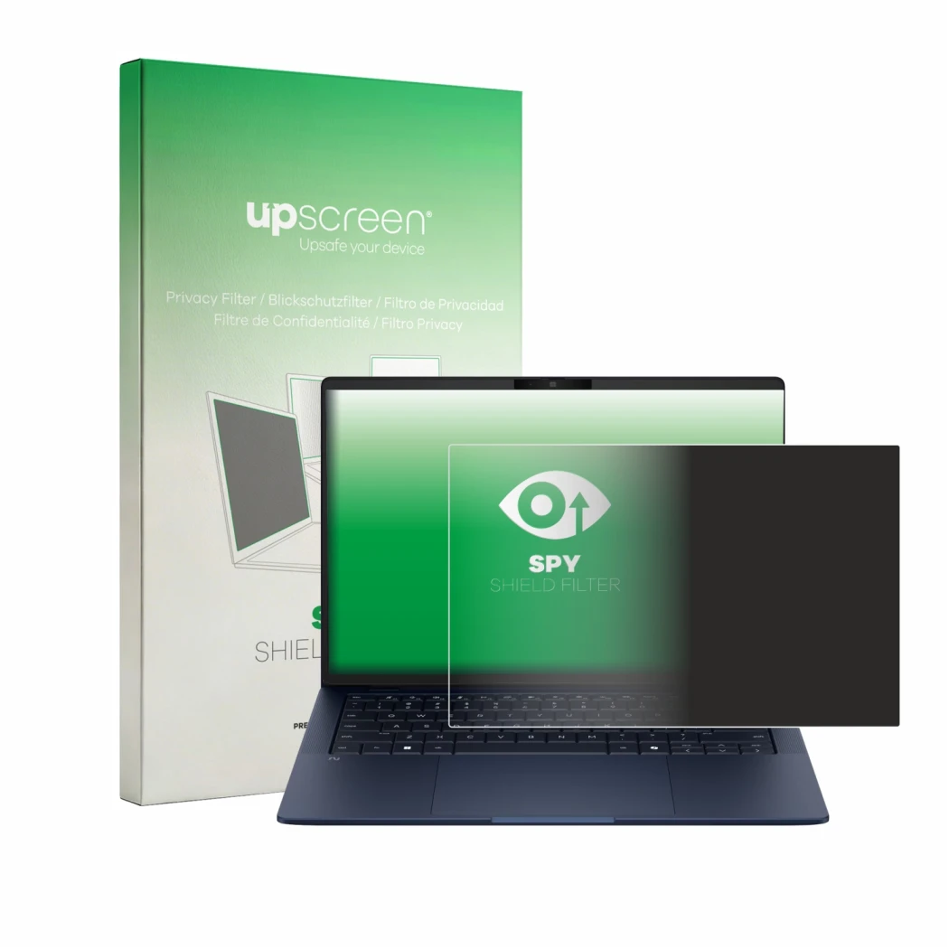 Front side of a product packaging with the brand logo upscreen. Next to it is the device HP EliteBook X G2a 14 shown with the