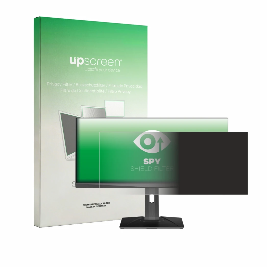 Front side of a product packaging with the brand logo upscreen. Next to it is the device MSI Optix MAG301RF shown with the cor