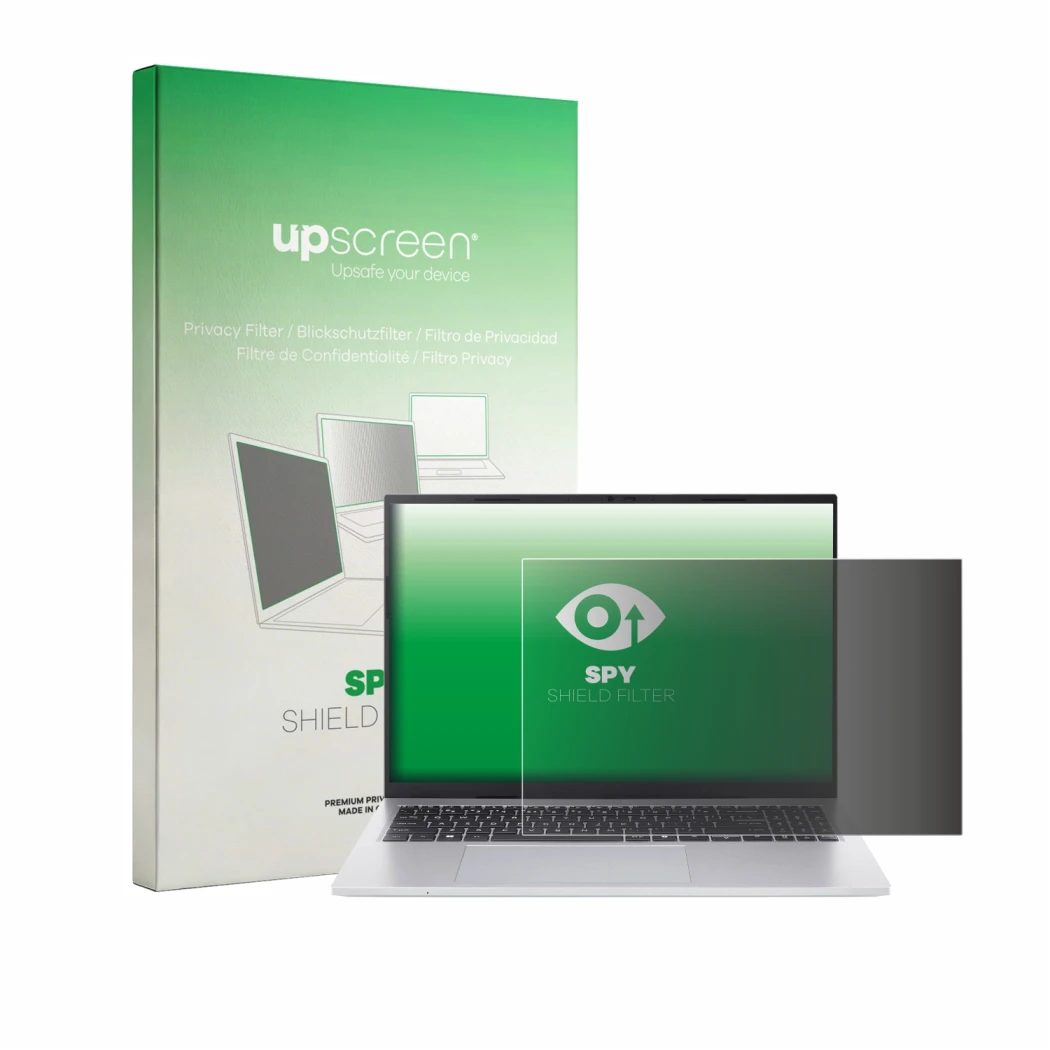 Front side of a product packaging with the brand logo upscreen. Next to it is the device Acer Aspire Go 16 shown with the corr