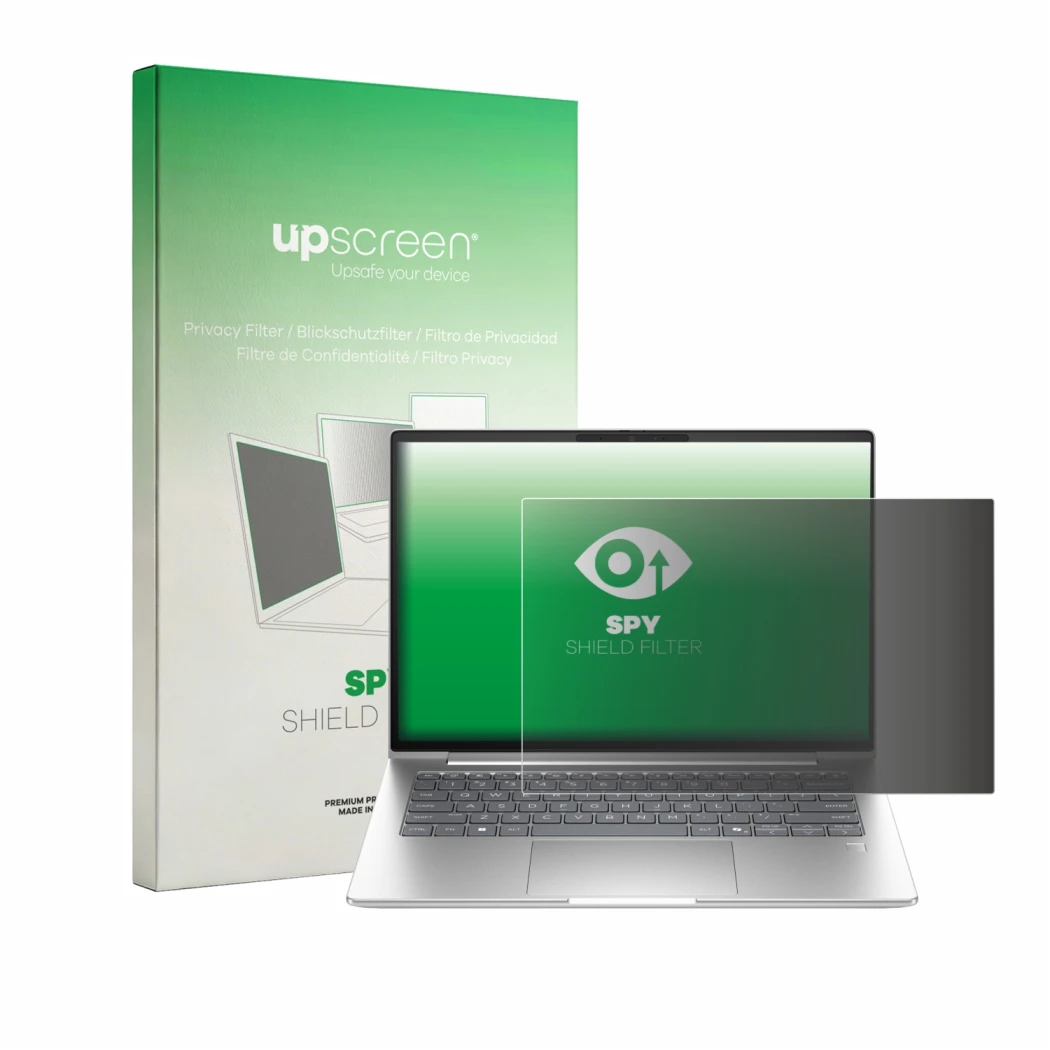 Front side of a product packaging with the brand logo upscreen. Next to it is the device HP EliteBook 6 G2a 14