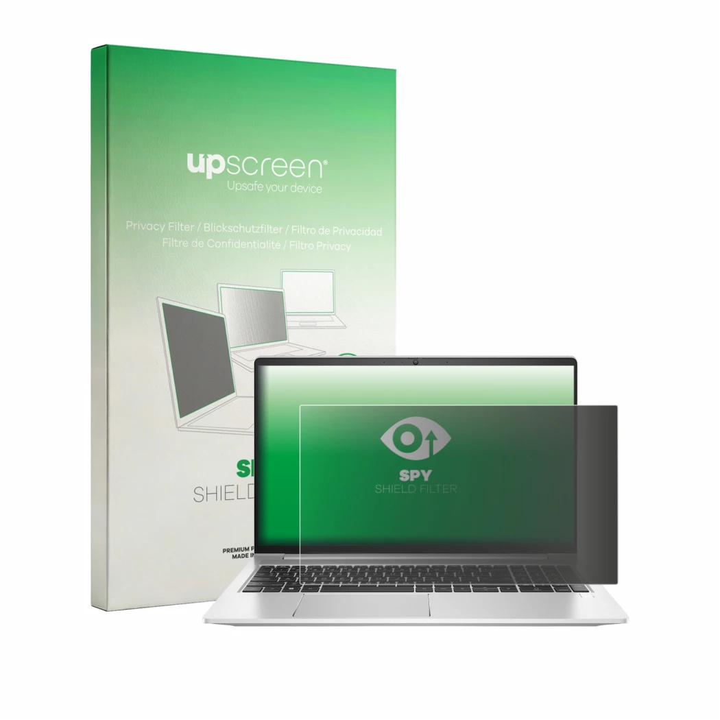 Front side of a product packaging with the brand logo upscreen. Next to it is the device HP ProBook 455 G8 shown with the corr