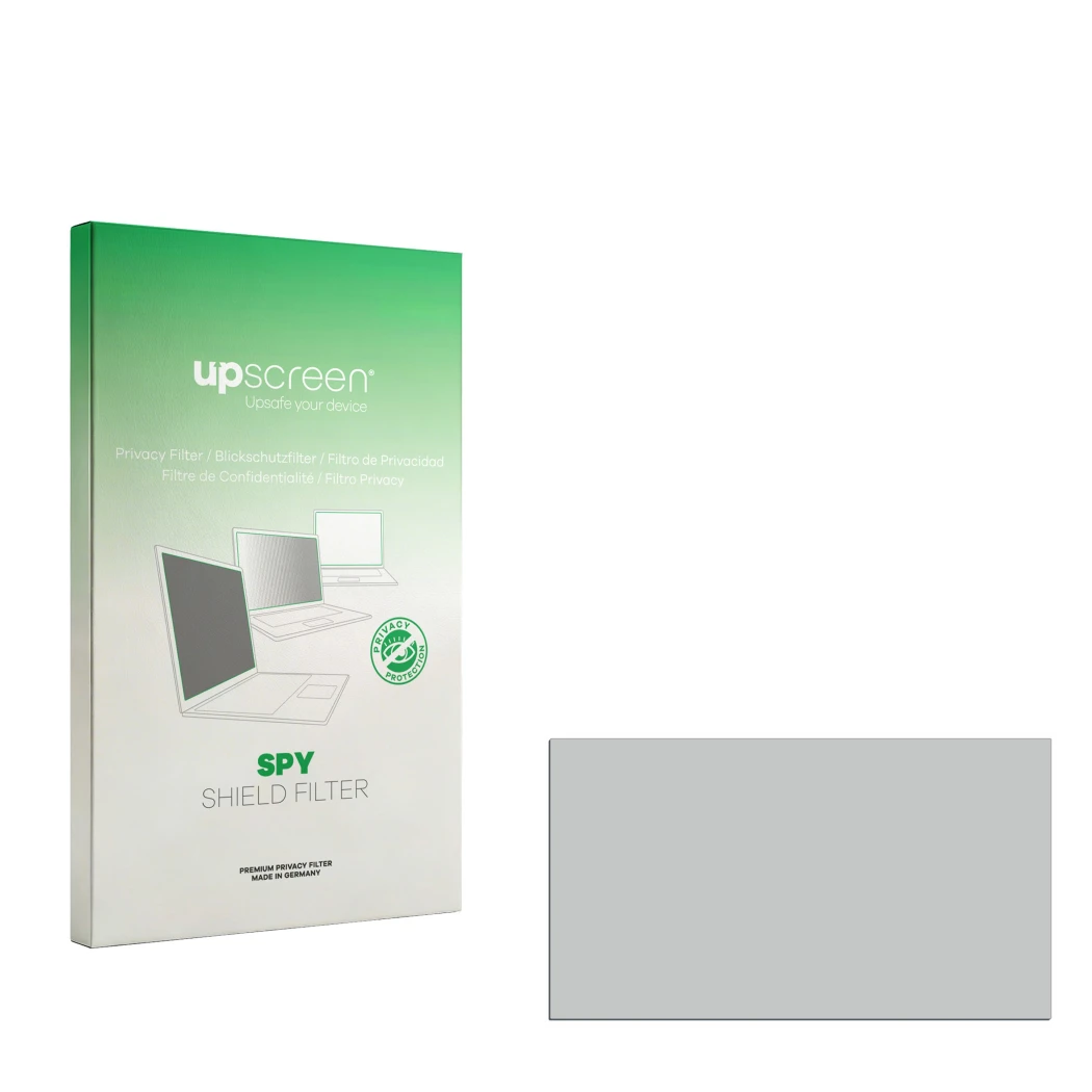Front side of a product packaging with the brand logo upscreen. Next to it is the corresponding screen protector.