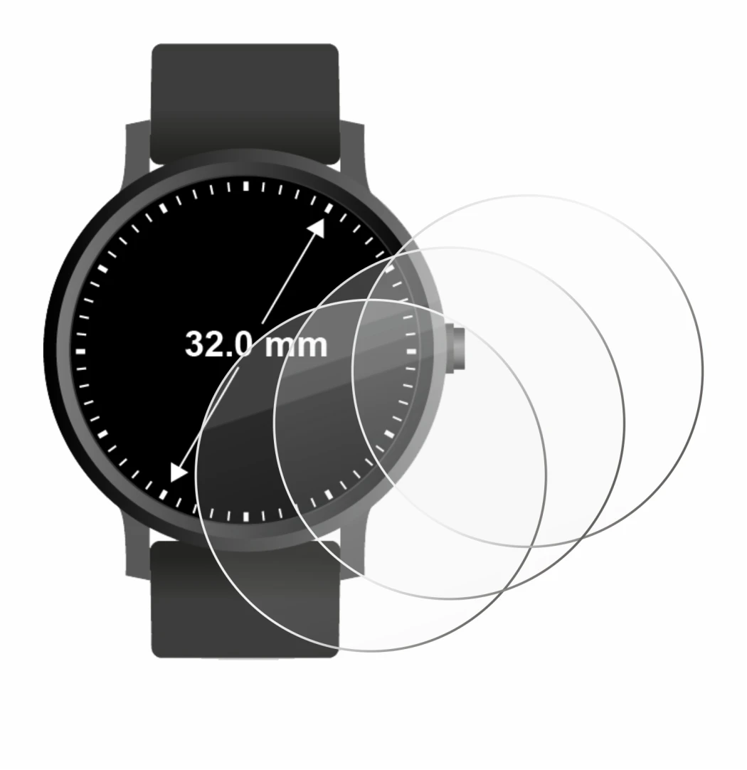 Image of the device Watches (Circular, ø: 32 mm) with a wide variety of screen protectors.
