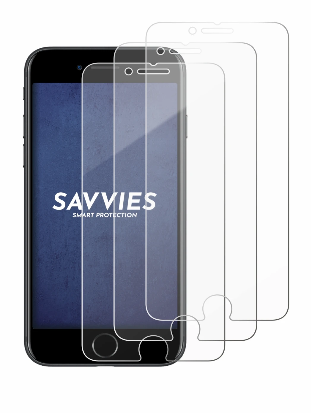 Image of the device Apple iPhone 7 with a wide variety of screen protectors.