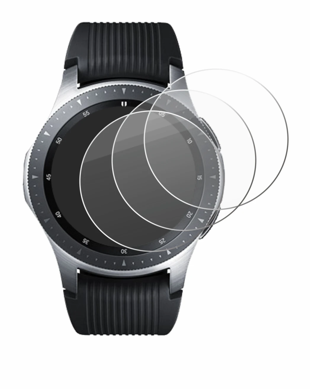 Image of the device Samsung Galaxy Watch (46 mm) with a wide variety of screen protectors.