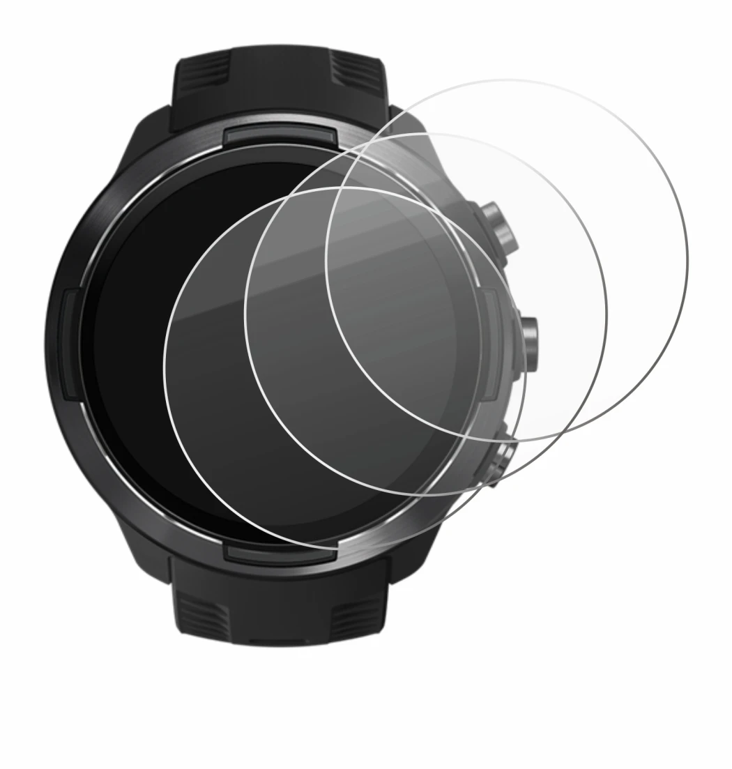 Image of the device Suunto 9 with a wide variety of screen protectors.