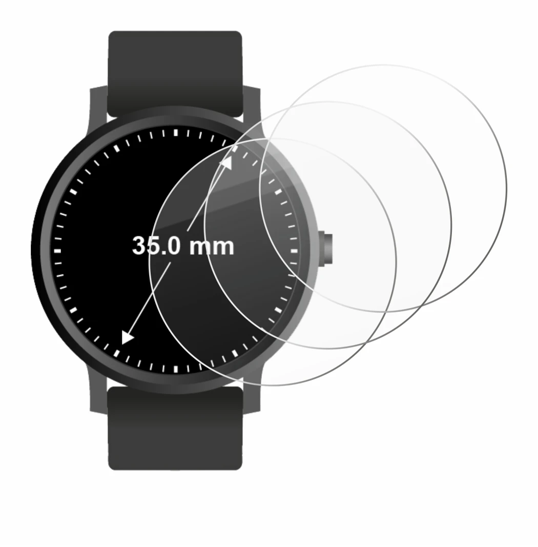 Image of the device Circular Displays (ø: 35 mm) with a wide variety of screen protectors.
