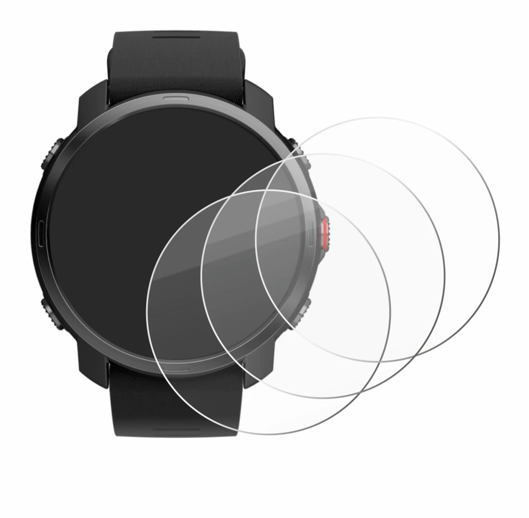 Image of the device Polar Grit X with a wide variety of screen protectors.