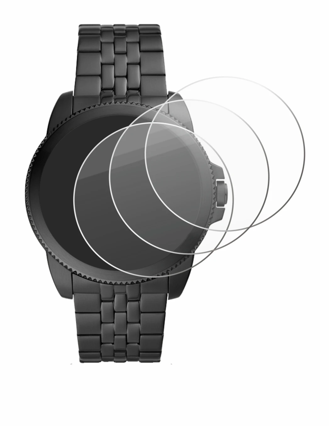 Image of the device Fossil Gen 5E with a wide variety of screen protectors.