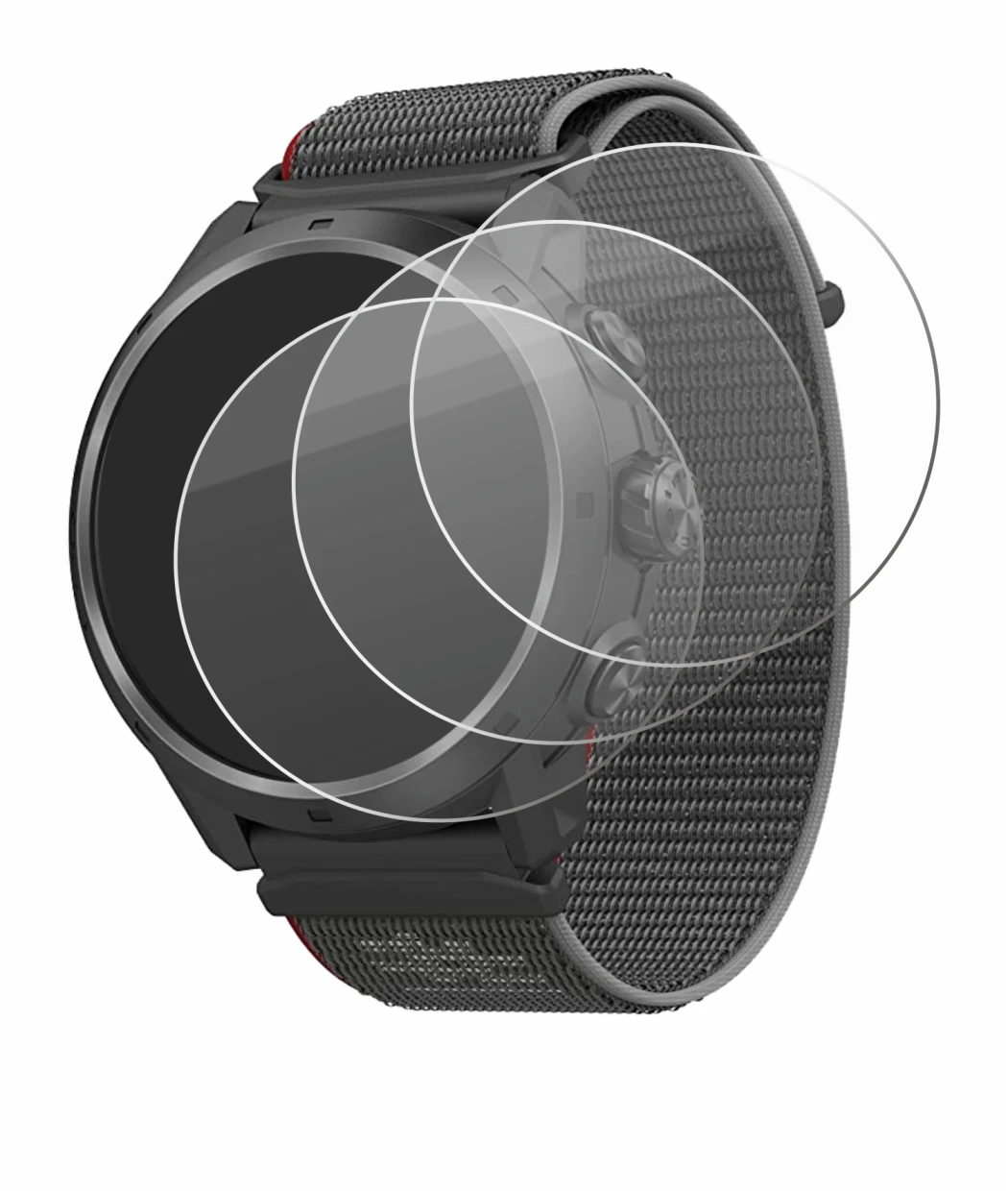 Image of the device Coros Apex 2 Pro with a wide variety of screen protectors.
