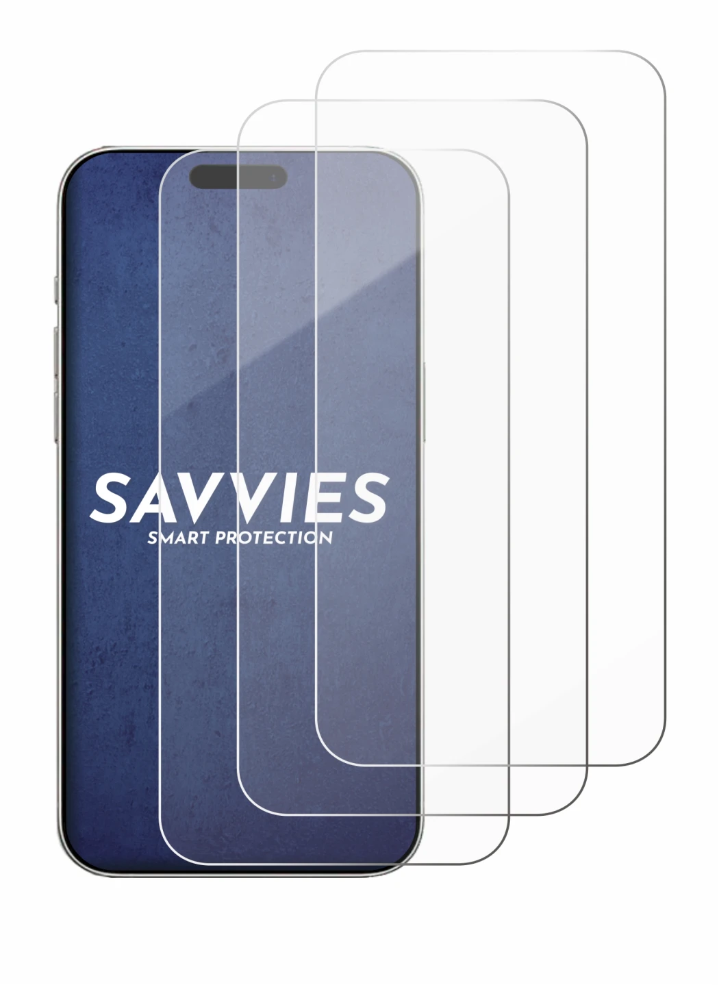 Image of the device Apple iPhone 16 with a wide variety of screen protectors.