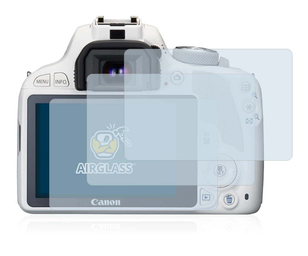 Image of the device Canon EOS 100D with a wide variety of screen protectors.