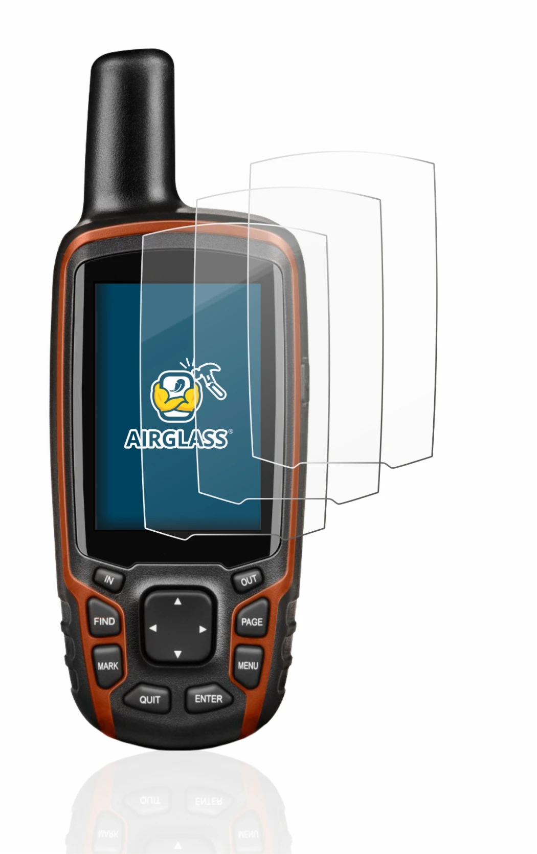 Image of the device Garmin GPSMAP 64s with a wide variety of screen protectors.