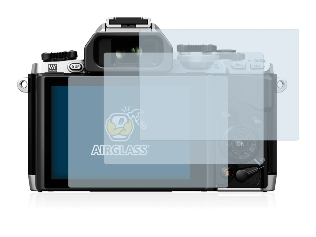 Image of the device Olympus OM-D E-M10 with a wide variety of screen protectors.