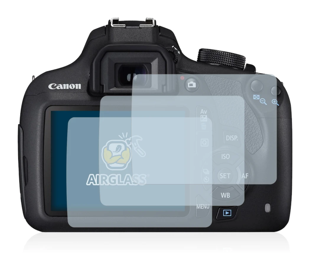 Image of the device Canon EOS 1200D with a wide variety of screen protectors.