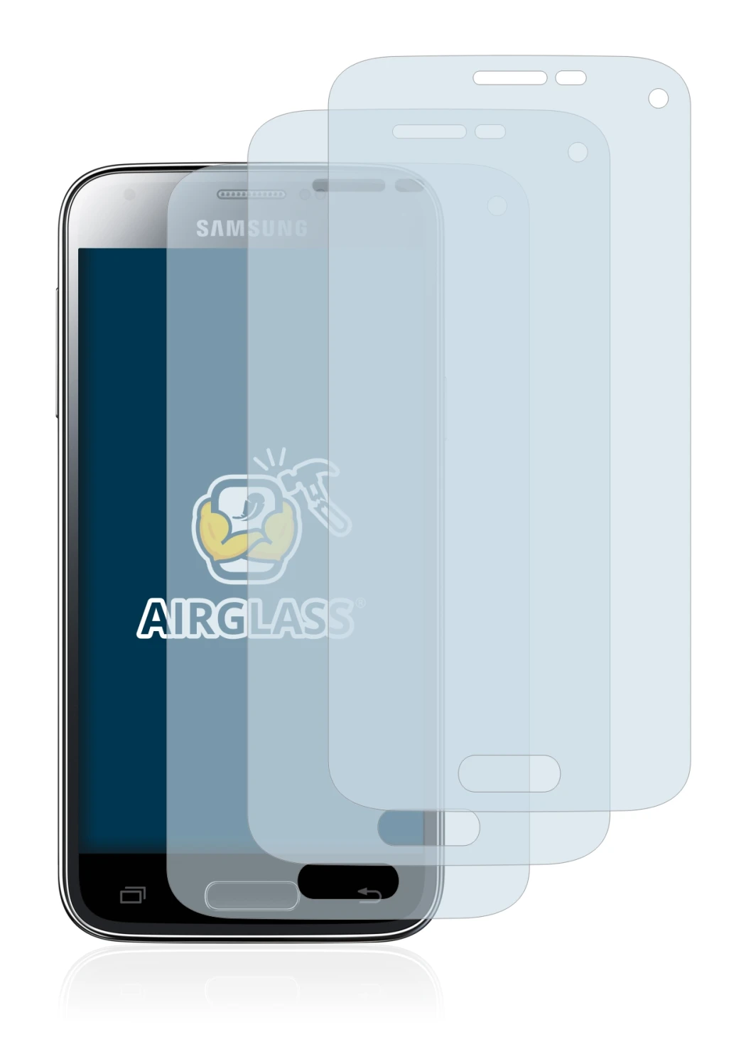 Image of the device Samsung Galaxy S5 Mini SM-G800F with a wide variety of screen protectors.