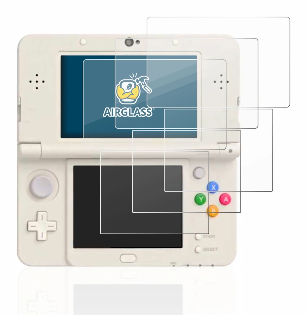 Image of the device Nintendo New 3DS with a wide variety of screen protectors.