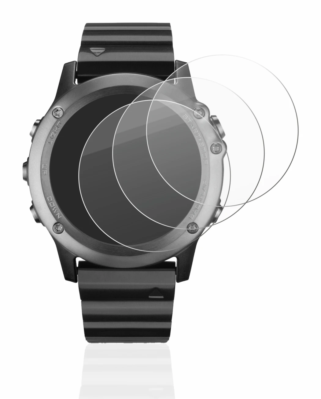 Image of the device Garmin Fenix 3 with a wide variety of screen protectors.