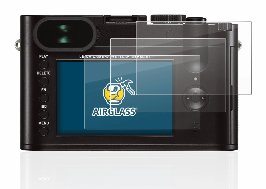 Image of the device Leica Q (Typ 116) with a wide variety of screen protectors.