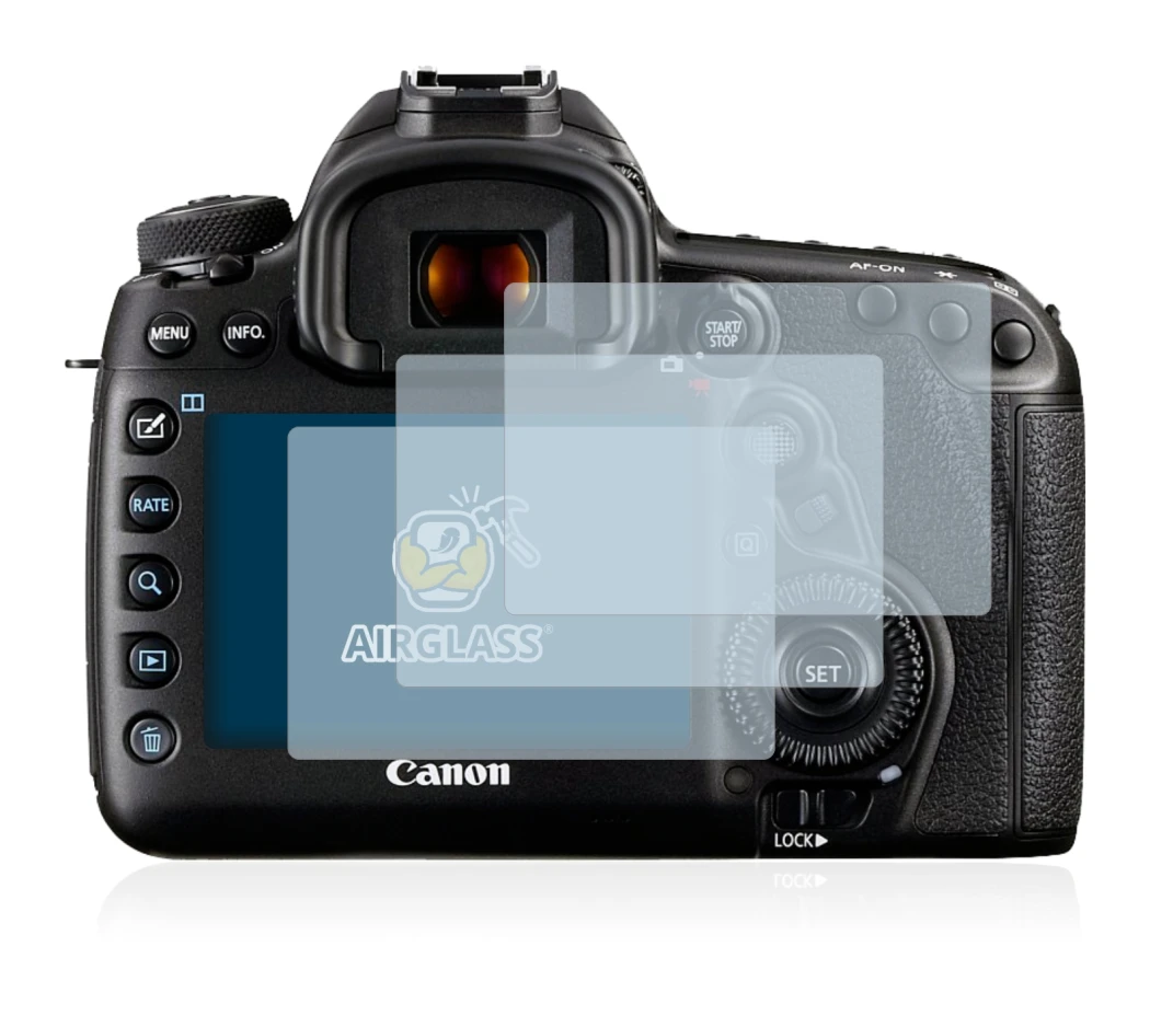 Image of the device Canon EOS 5D Mark IV with a wide variety of screen protectors.